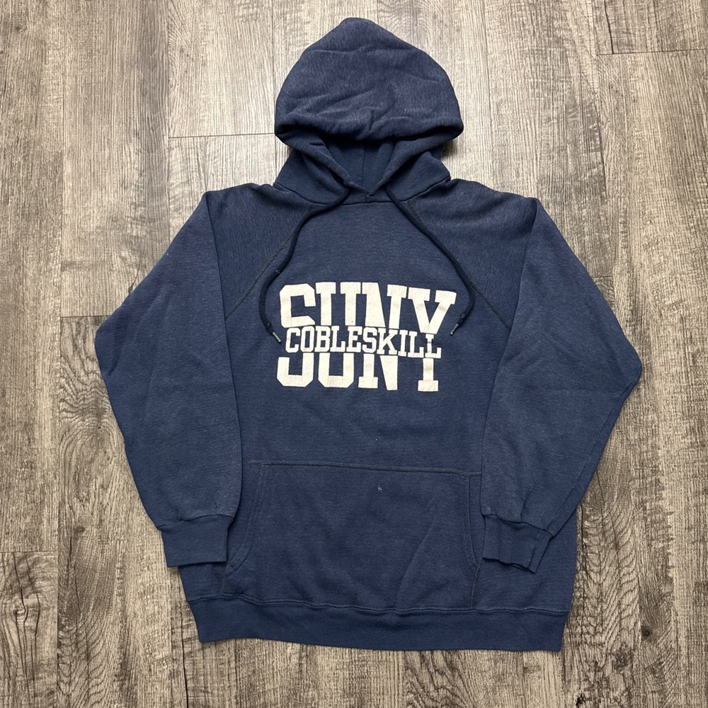 Vintage 70s 80s SUNY Cobleskill Collegiate Raglan Hoodie Velva Sheen